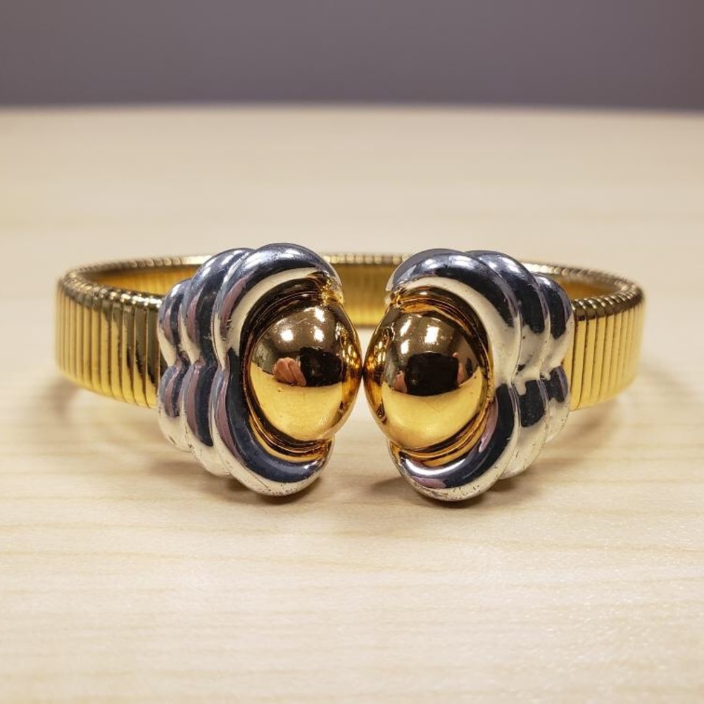 Napier Gold And Silver Two Tone Bangle Bracelet